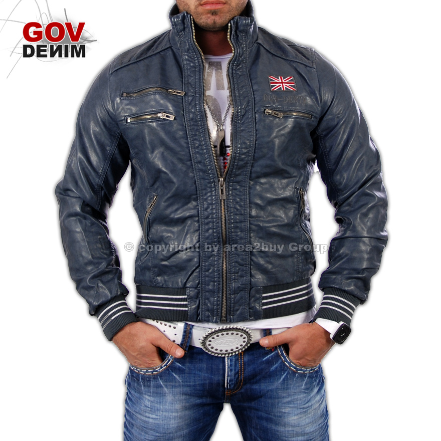 GEILE GOV DENIM KUNST  LEDERJACKE JACKE ROYAL 60056 NEU  