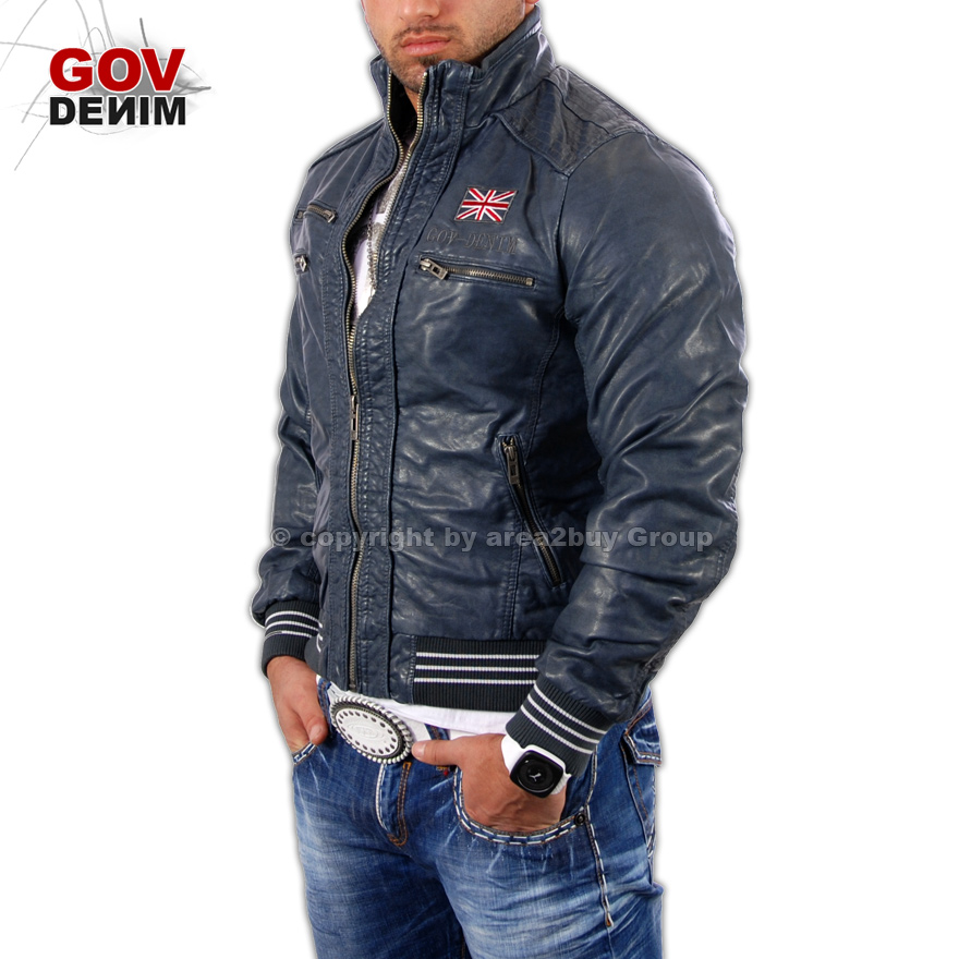 GEILE GOV DENIM KUNST  LEDERJACKE JACKE ROYAL 60056 NEU  