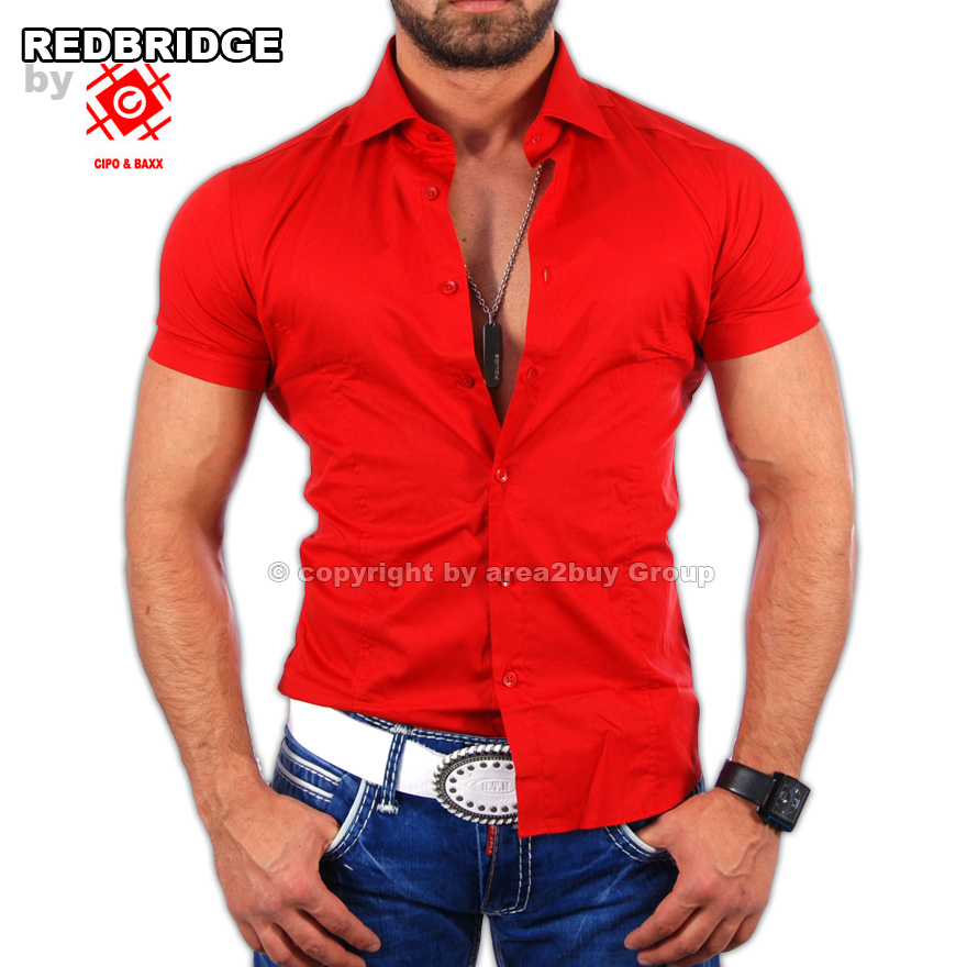 GEILES REDBRIDGE KURZARM PARTY CLUB HEMD ROT Gr. S XL  