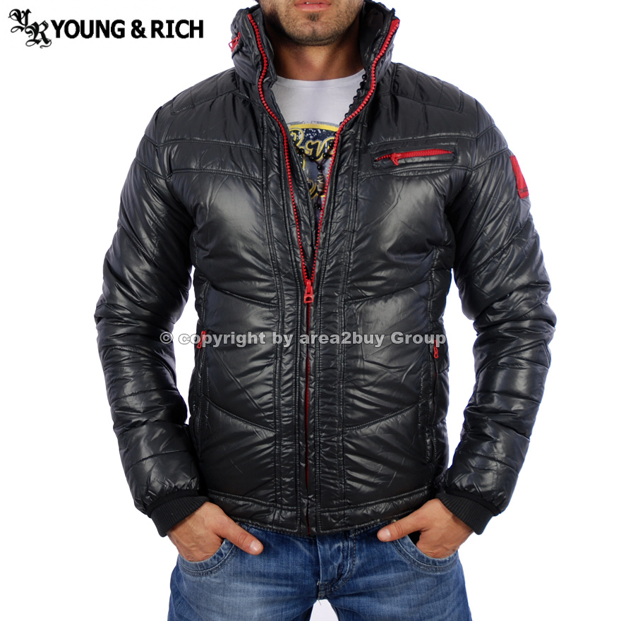 GEILE YOUNG & RICH KONTRAST WINTERJACKE JACKE SCHWARZ   ROT YR 4997 