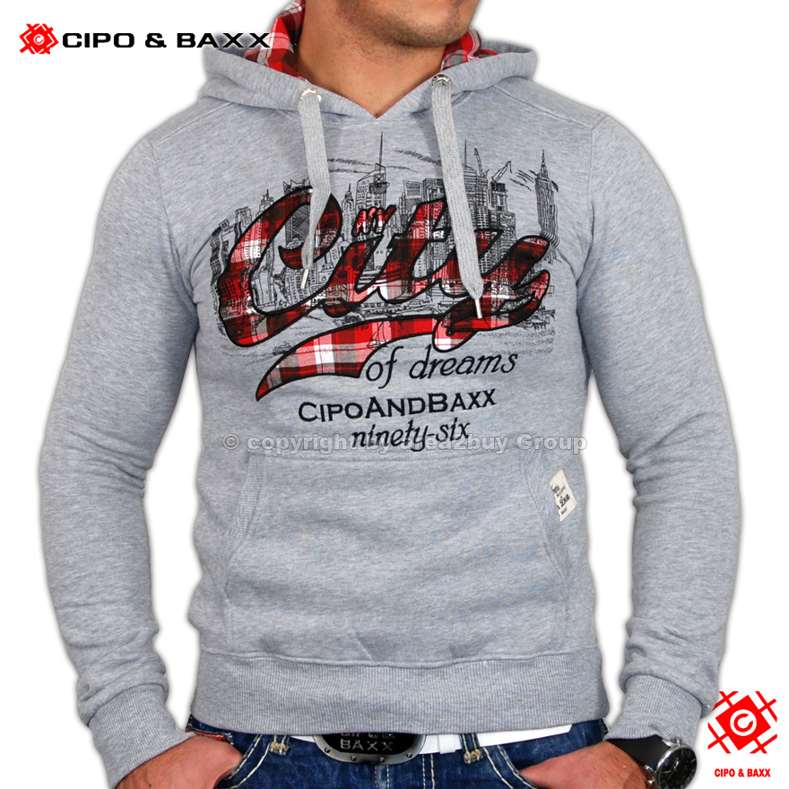 GEILER CIPO & BAXX KAPUZEN PULLOVER SWEATER GRAU C 5154  