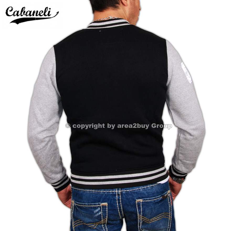 CABANELI OLDSCHOOL COLLEGE   JACKE SCHWARZ   GRAU NEU  