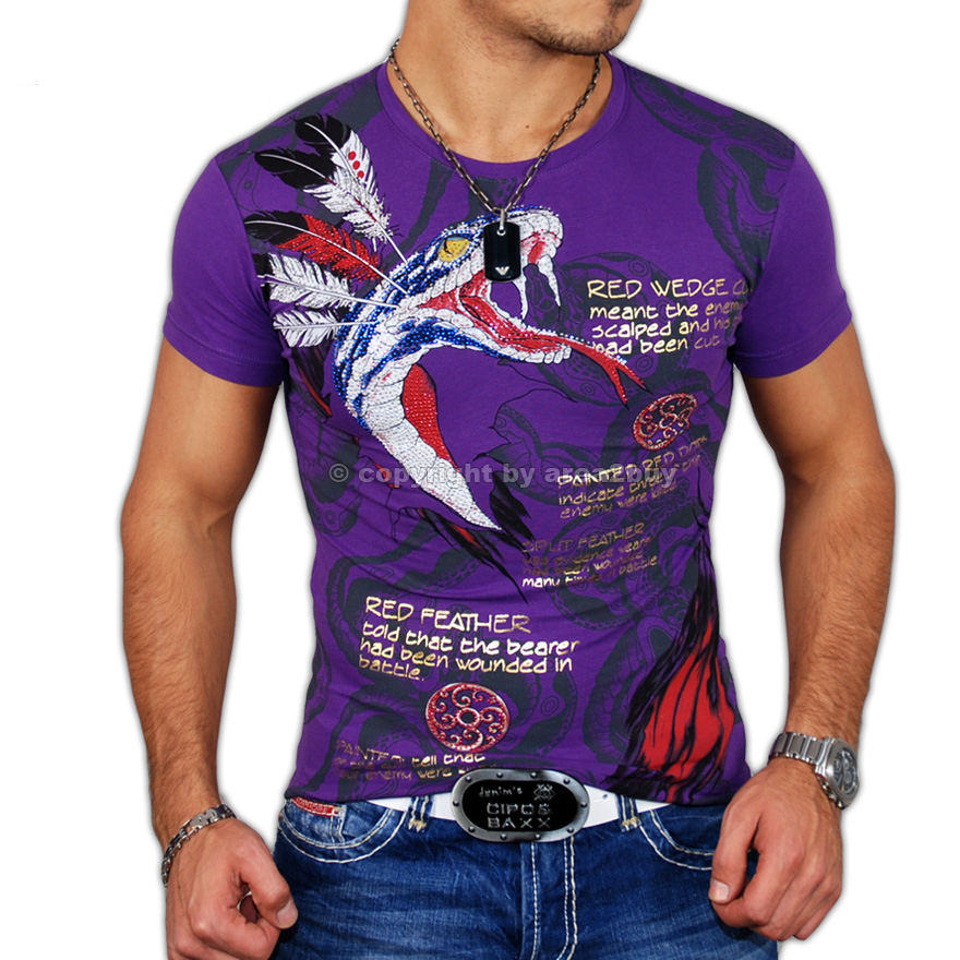 GEILES REROCK COBRA PARTY CLUB T SHIRT LILA 2148 NEU