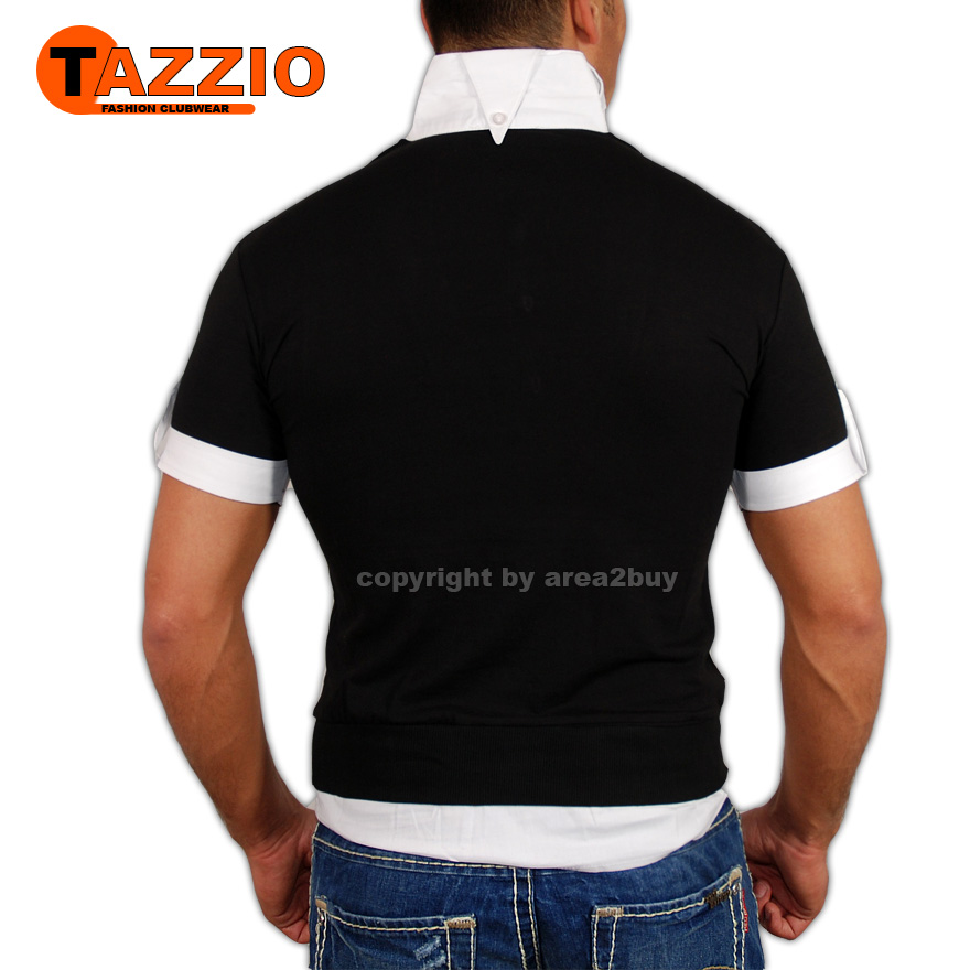 TAZZIO PARTY VIP HEMD POLO T SHIRT SCHWARZ   WEIß 724 K