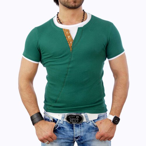 Reslad Herren Buttoned Style T-Shirt 3723 Grn XL