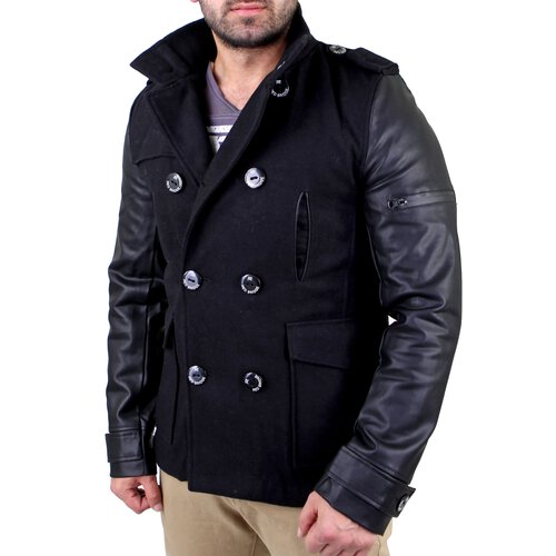 Redbridge Mantel Herren Material-Mix Jacke Kurz- Mantel RB-41485 Schwarz XL