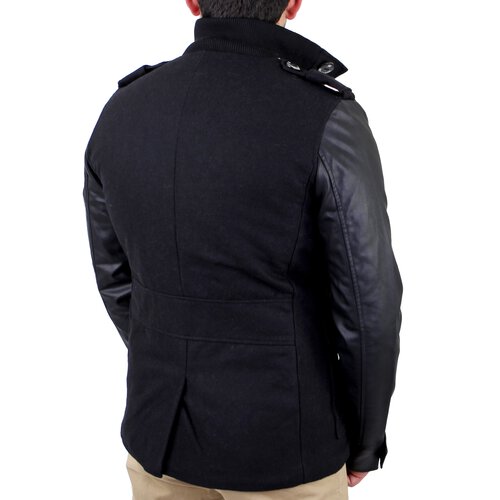 Redbridge Mantel Herren Material-Mix Jacke Kurz- Mantel RB-41485 Schwarz XL