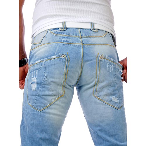 Tazzio Herren Jeans Destroyed Look TZ-1095 Hellblau W31/L34