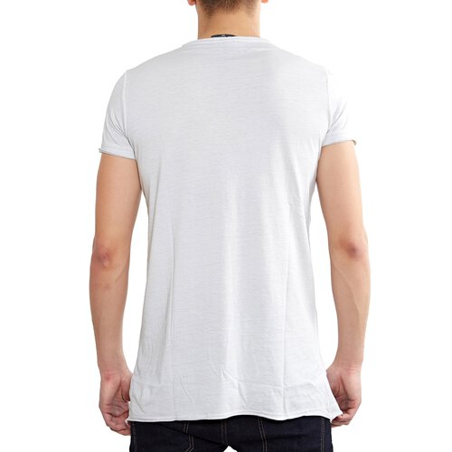 Tazzio T-Shirt Herren Asymmetrisch Faded Vintage Washed Look Shirt TZ-15125 Grau M