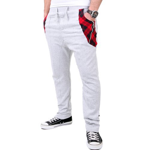 Reslad Jogginghose Herren Sweatpant Pattern Pocket Design Sporthose RS-311 Grau XL