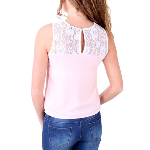 Madonna Top Damen RUBY Passe aus Spitze rmelloses Trgertop MF-406992 Rosa XS