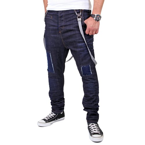 VSCT Jeans Herren Brad Slim Fit Rinsed mit Hosentrger V-5641529 Dunkelblau W30 / L34