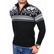 Reslad Herren Strickpullover Crewneck Zipper Norweger Pullover RS-3110