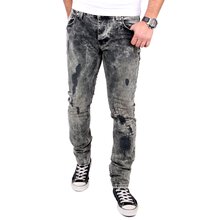 VSCT Jeans Herren Alec Slim Black Bleached Destroyed Hose...