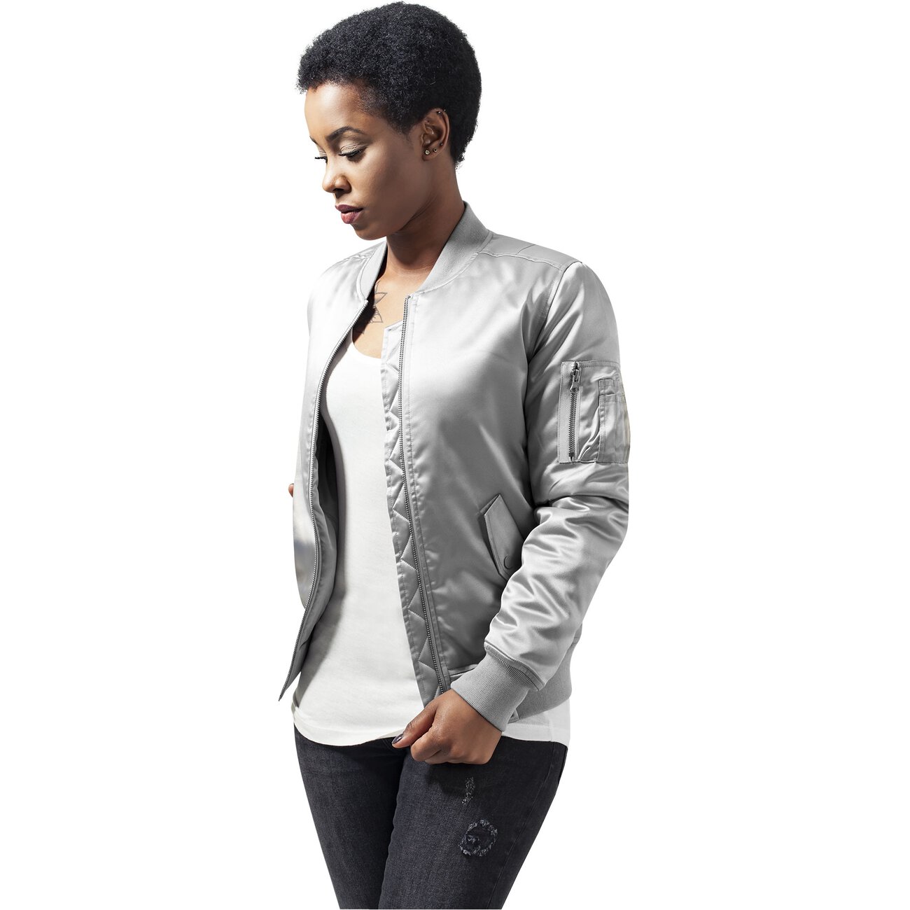 Satin Bomberjacke Urban Classics Bomberjacke Damen Jacke TB1279
