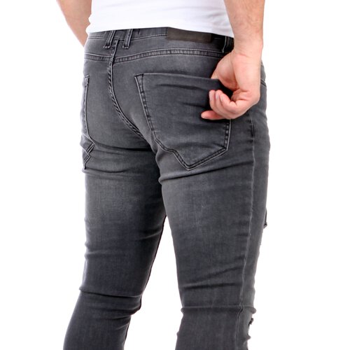 Reslad Jeans Herren Destroyed Look Slim Fit Denim Strech Jeans-Hose RS-2062 Schwarz W30 / L32