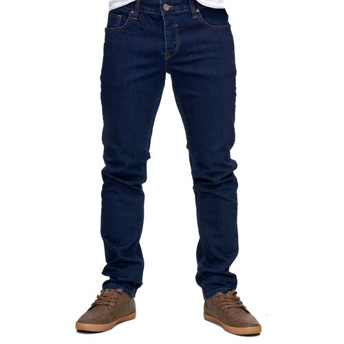 Reslad Jeans-Herren Slim Fit Basic Style Stretch-Denim Jeans-Hose RS-2063 Dunkelblau W30 / L34