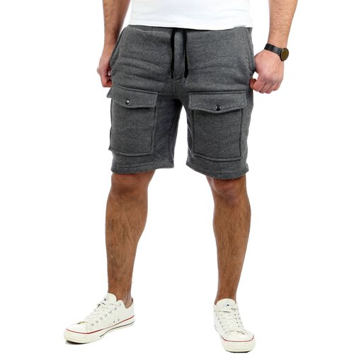 Reslad Kurze Hose Herren Cargo Jogginghose Kurz Shorts Sport-Hose RS-5065 Anthrazit S