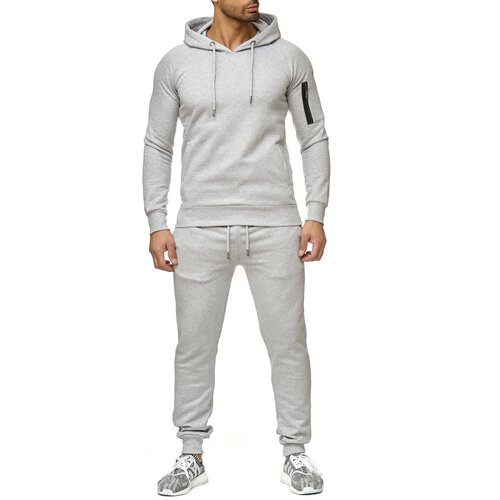 Reslad Herren Jogginganzug Trainingsanzug Sportanzug Jogging-Hose + Sweatshirt Oberteil RS-5071 Grau 2XL