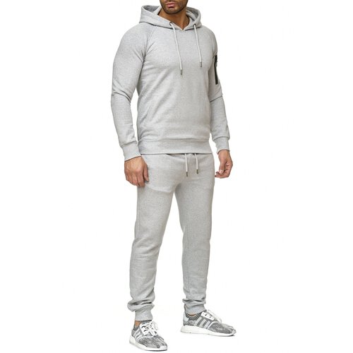 Reslad Herren Jogginganzug Trainingsanzug Sportanzug Jogging-Hose + Sweatshirt Oberteil RS-5071 Grau 2XL