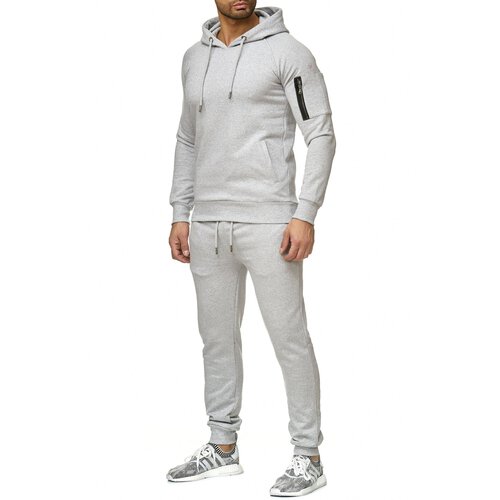 Reslad Herren Jogginganzug Trainingsanzug Sportanzug Jogging-Hose + Sweatshirt Oberteil RS-5071 Grau 2XL