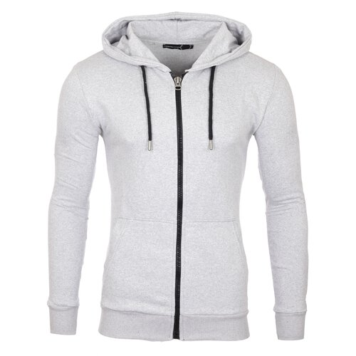 Reslad Sweatjacke Herren Pulli Kapuzen-Pullover Mnner Hoodie Jacke Zip-Pullover RS-1041 Grau S