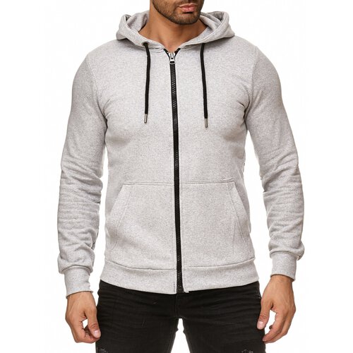 Reslad Sweatjacke Herren Pulli Kapuzen-Pullover Mnner Hoodie Jacke Zip-Pullover RS-1041 Grau S