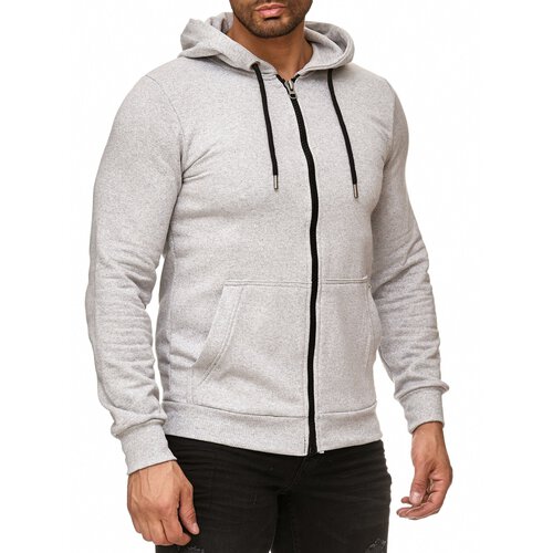 Reslad Sweatjacke Herren Pulli Kapuzen-Pullover Mnner Hoodie Jacke Zip-Pullover RS-1041 Grau S