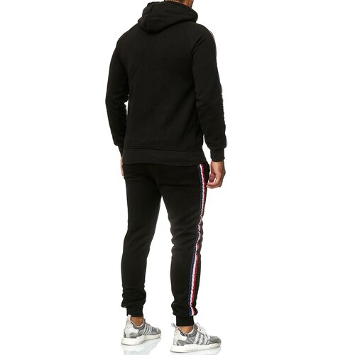 Reslad Herren Jogginganzug Trainingsanzug Sportanzug Jogging-Hose + Sweat-Jacke RS-5076 Schwarz S