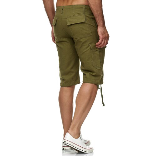 Reslad Leinen Cargo Shorts Mnner Strandhose Herren Leinenhose 3/4 Hose Freizeit Kurze Hosen Sommer Bermudas RS-3001 Khaki S