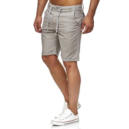 Reslad Leinenhose Kurze Hose Herren Leinen-Shorts lssige Mnner Freizeithose Strandhose Stoffhose Sommer-Shorts RS-3002 Hellgrau 2XL