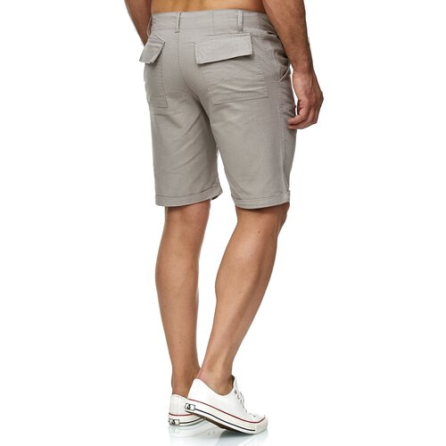 Reslad Leinenhose Kurze Hose Herren Leinen-Shorts lssige Mnner Freizeithose Strandhose Stoffhose Sommer-Shorts RS-3002 Hellgrau 2XL