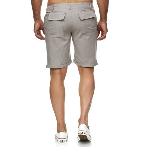 Reslad Leinenhose Kurze Hose Herren Leinen-Shorts lssige Mnner Freizeithose Strandhose Stoffhose Sommer-Shorts RS-3002 Hellgrau 2XL