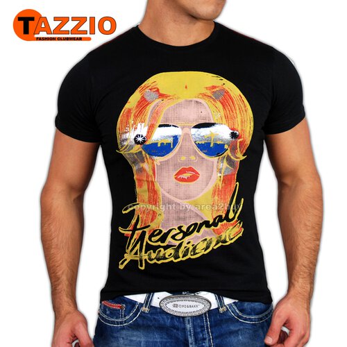 Tazzio Herren T-Shirt Mnner Shirt Sommer TZ-2022 Schwarz S