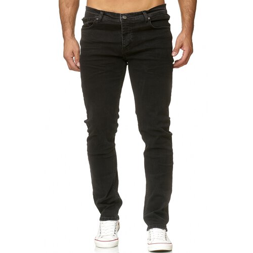 Reslad Jeans-Herren Slim Fit Basic Style Stretch-Denim Jeans-Hose RS-2063 Schwarz (2092) W38 / L34