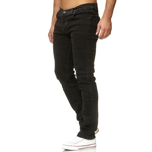 Reslad Jeans-Herren Slim Fit Basic Style Stretch-Denim Jeans-Hose RS-2063 Schwarz (2092) W38 / L34