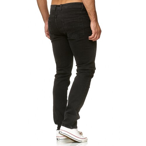 Reslad Jeans-Herren Slim Fit Basic Style Stretch-Denim Jeans-Hose RS-2063 Schwarz (2092) W38 / L34