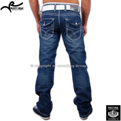 Rusty Neal Jeanshose Herren Mnner Jeans TD-3715BL Blau W30 / L33