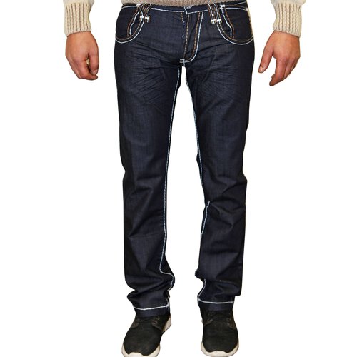 ReRock Jeanshose Herren Dicke Naht Mnner Jeans RR-3041A Dunkelblau W32 / L32