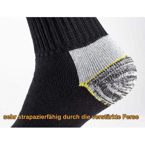 Reslad Arbeitssocken Mnner WORK (6 x Paar) Extrem strapazierfhig Socken lang fr Herren & Damen l Robust atmungsaktive Baumwolle Schwarz 6 Paar | Schwarz 43-46