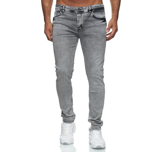 Reslad Jeans-Herren Slim Fit Basic Style Stretch-Denim Jeans-Hose RS-2063 Grau (2091) W38 / L34