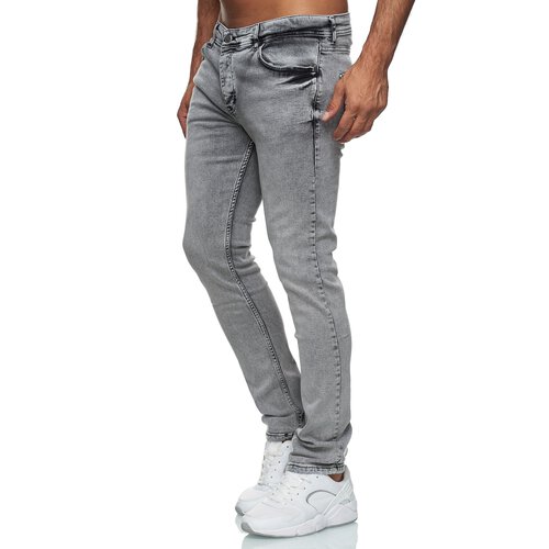 Reslad Jeans-Herren Slim Fit Basic Style Stretch-Denim Jeans-Hose RS-2063 Grau (2091) W38 / L34