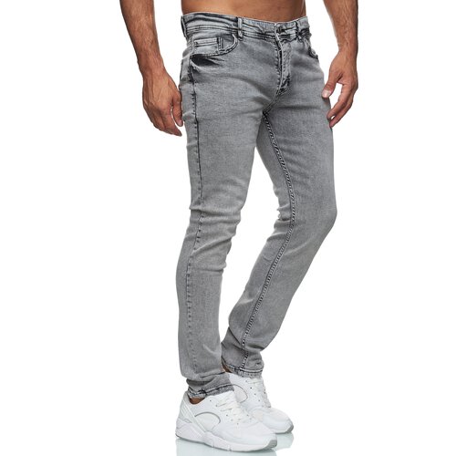 Reslad Jeans-Herren Slim Fit Basic Style Stretch-Denim Jeans-Hose RS-2063 Grau (2091) W38 / L34