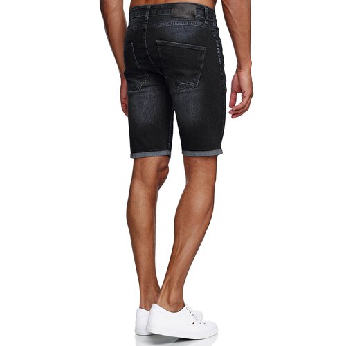 Reslad Jeans Shorts Herren Kurze Hosen Sommer l Used Look Destroyed Mnner Denim Jeansshorts l Bermuda Capri Hose Regular Fit RS-2086 Schwarz W32