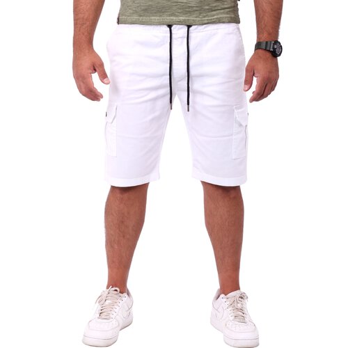 Reslad Cargoshorts Herren Kurz Chinohose Freizeithose Chino Cargo-Hose RS-2025 Wei W29