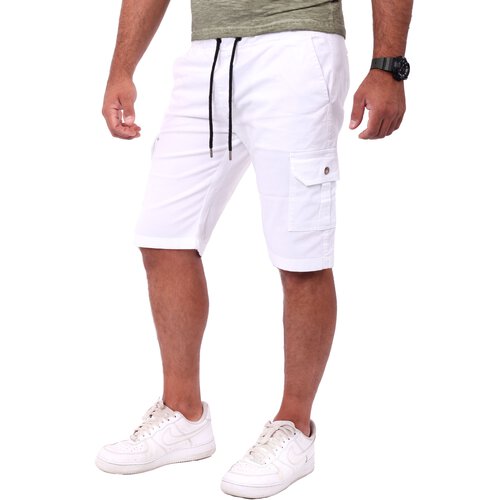 Reslad Cargoshorts Herren Kurz Chinohose Freizeithose Chino Cargo-Hose RS-2025 Wei W29