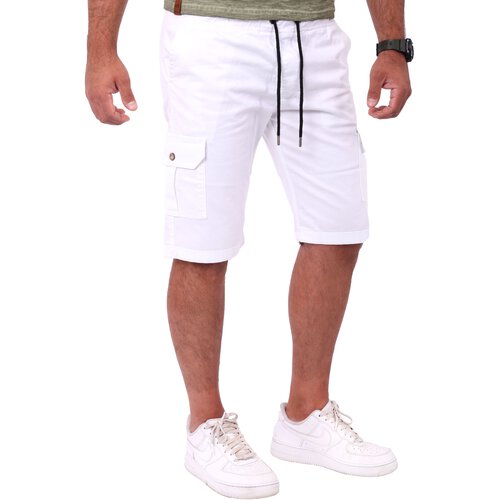 Reslad Cargoshorts Herren Kurz Chinohose Freizeithose Chino Cargo-Hose RS-2025 Wei W29