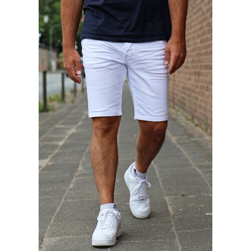 Reslad Jeans Shorts Herren Kurze Hosen Sommer l Used Look Washed Mnner Denim Jeansshorts l Bermuda Capri Hose Regular Fit RS-2085 Wei W38